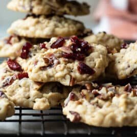 A baking rack full of Breakfast cookies.