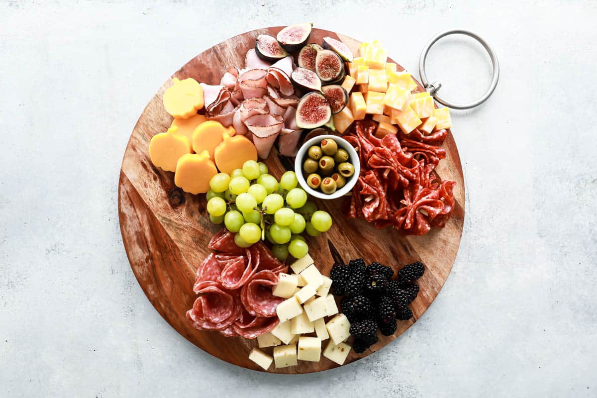 Building a Halloween charcuterie board.