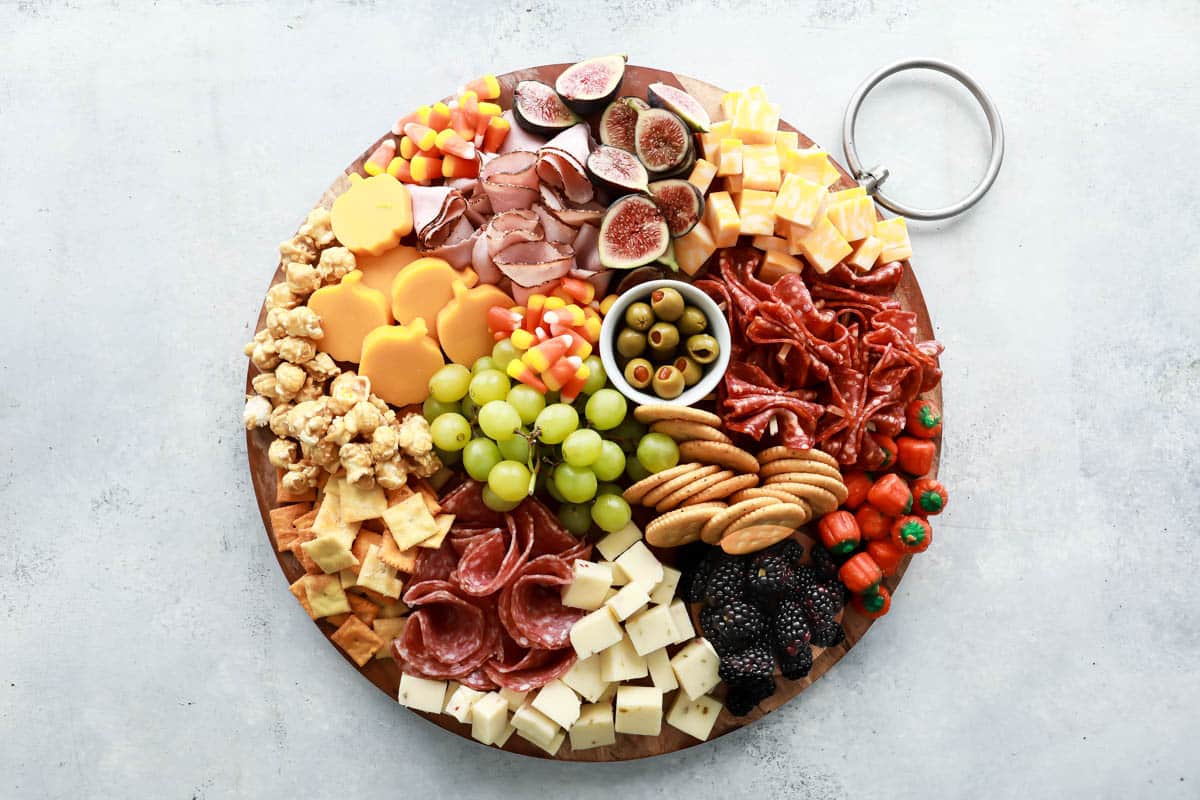 Building a Halloween charcuterie board.