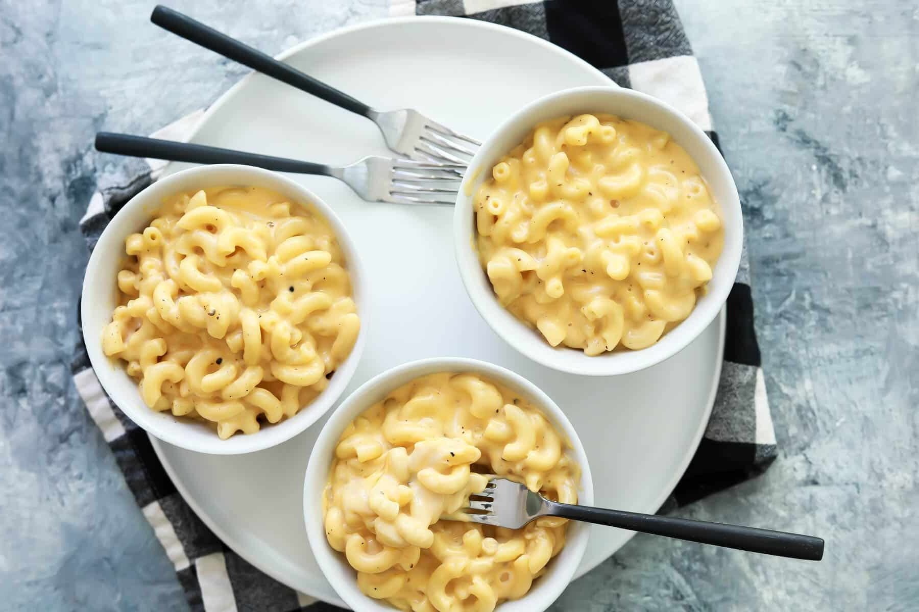 Bowls of homemade mac and cheese.