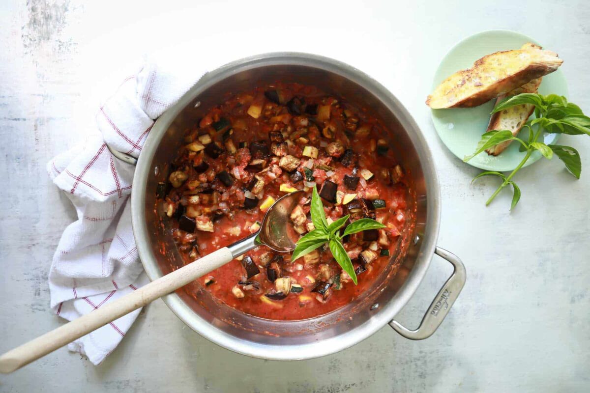 A pot of ratatouille.
