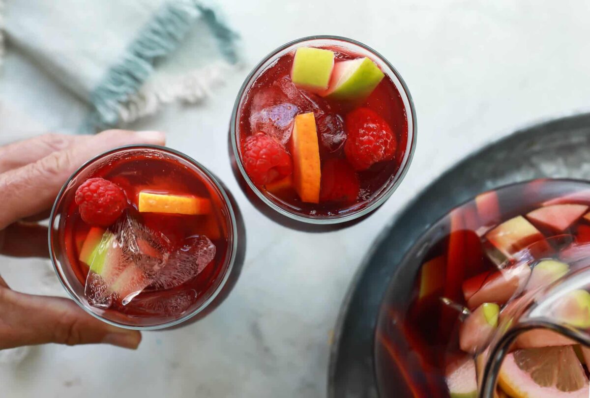 Red sangria in two glasses.