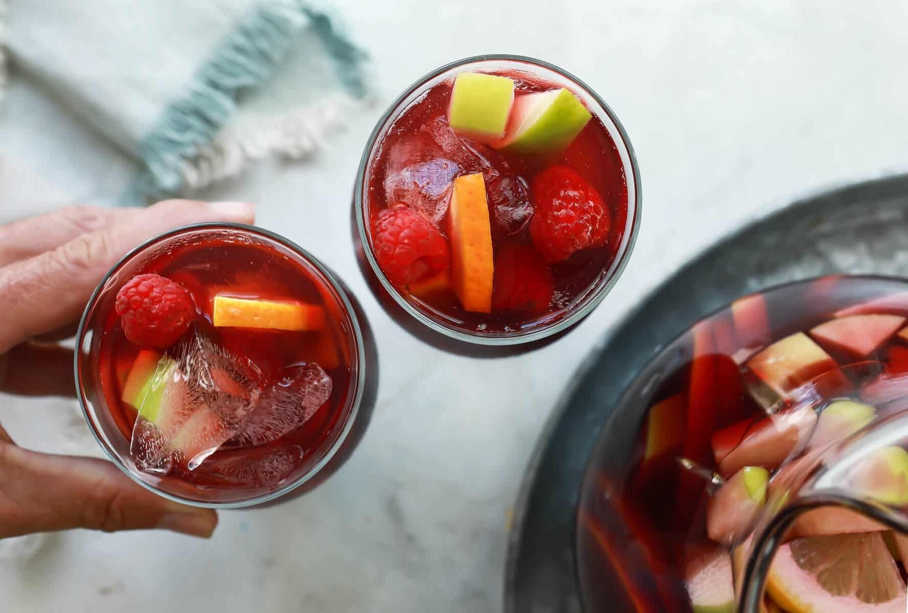 Red sangria in two glasses.