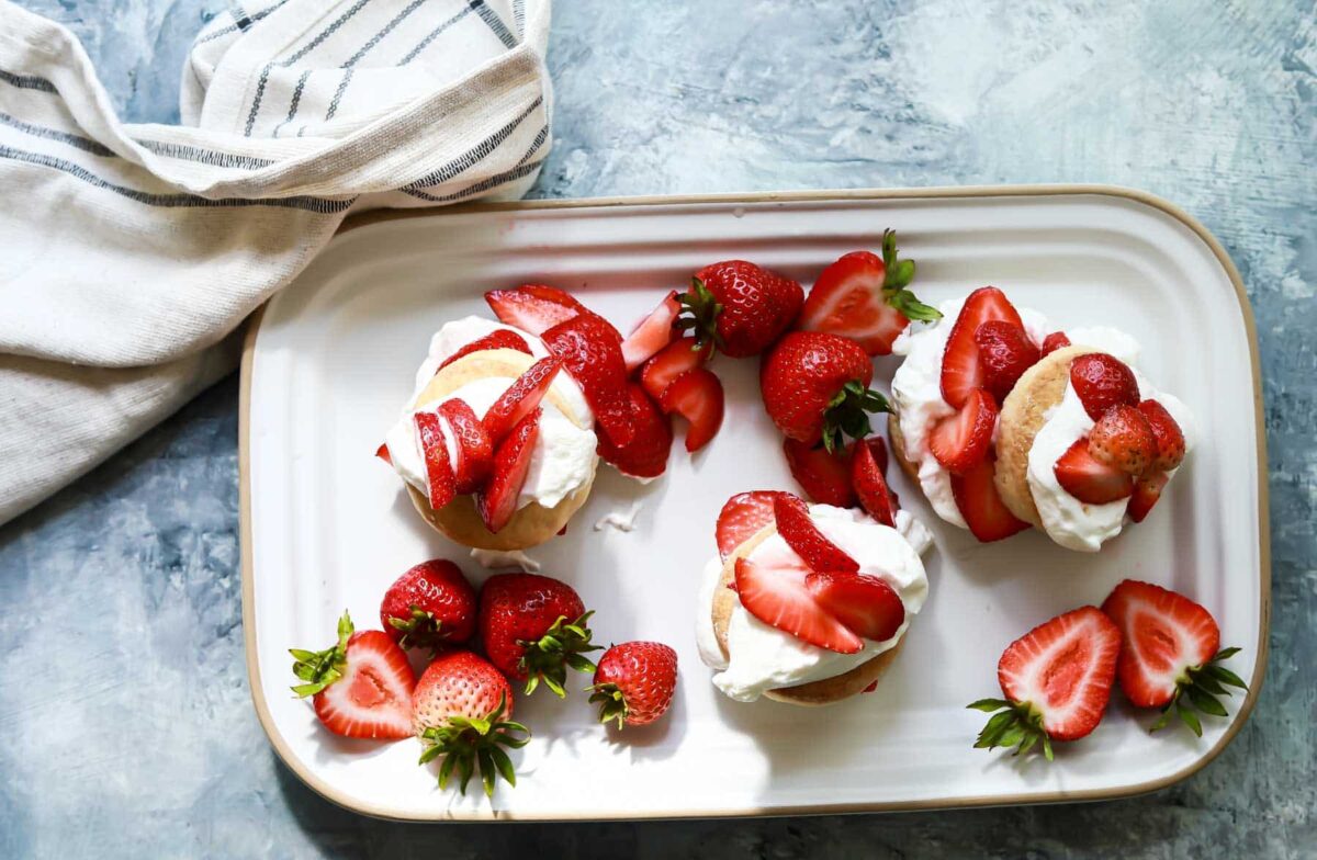 A platter of strawberry shortcake.