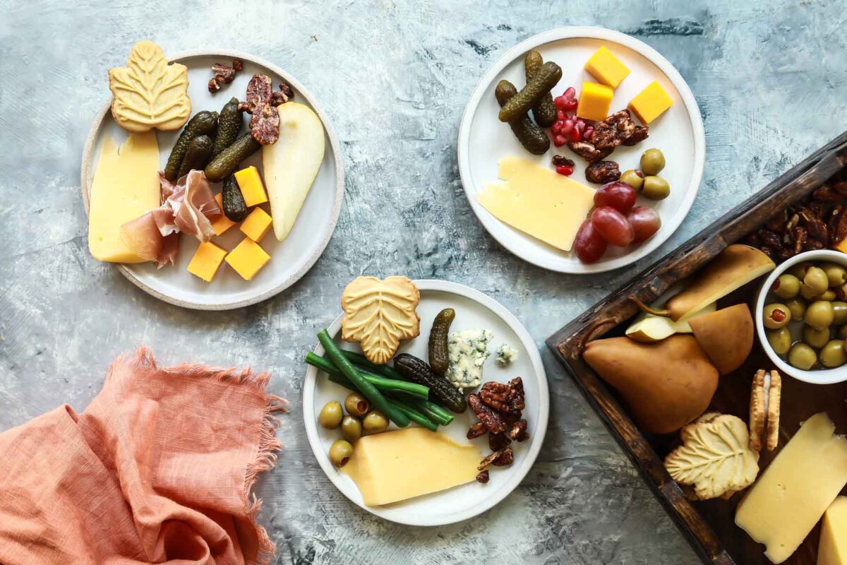 Plates of charcuterie for Thanksgiving.