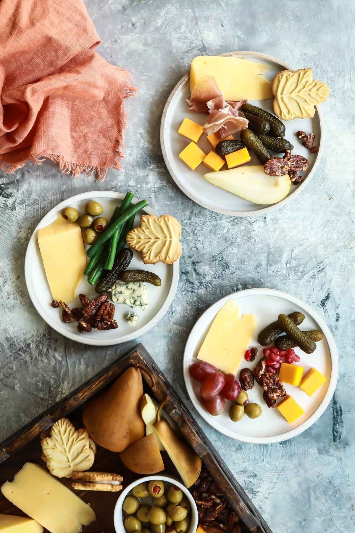 Plates of charcuterie for Thanksgiving.
