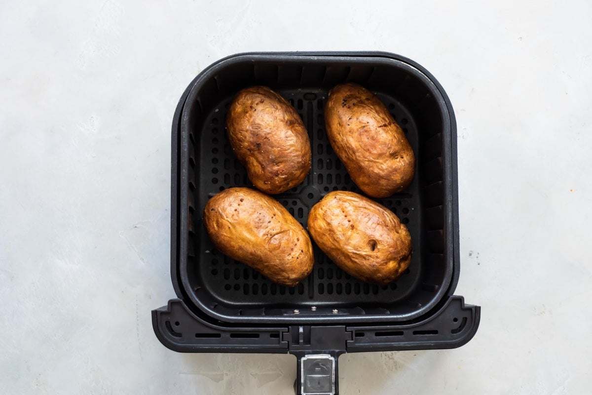 Baked potatoes in an air fryer.