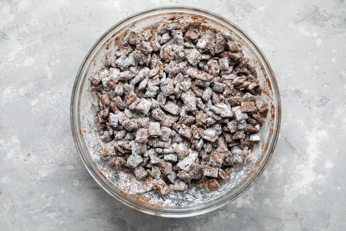Puppy chow in a bowl.