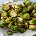 Air fryer Brussels sprouts on a plate.