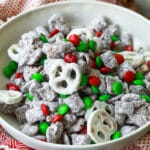 A bowl of Christmas puppy chow.