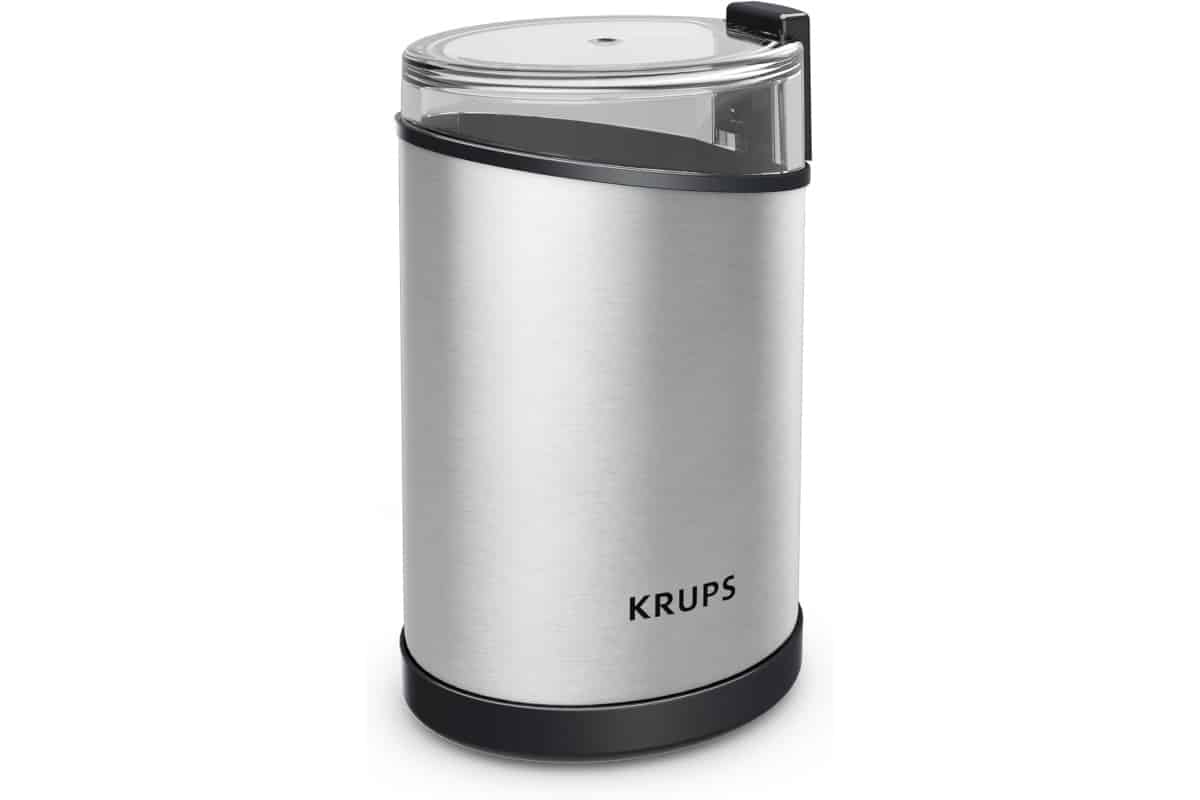 Krups Coffee Grinder, Fast-Touch, 3oz, 85g bean hopper - Easy to Use, One Touch Operation - 200 Watts - Espresso Grinder, Spice Grinder, 2 to 12 cup Coffee Bean Grinder, Silver