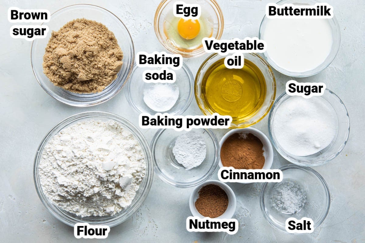 Labeled ingredients for coffee cake.
