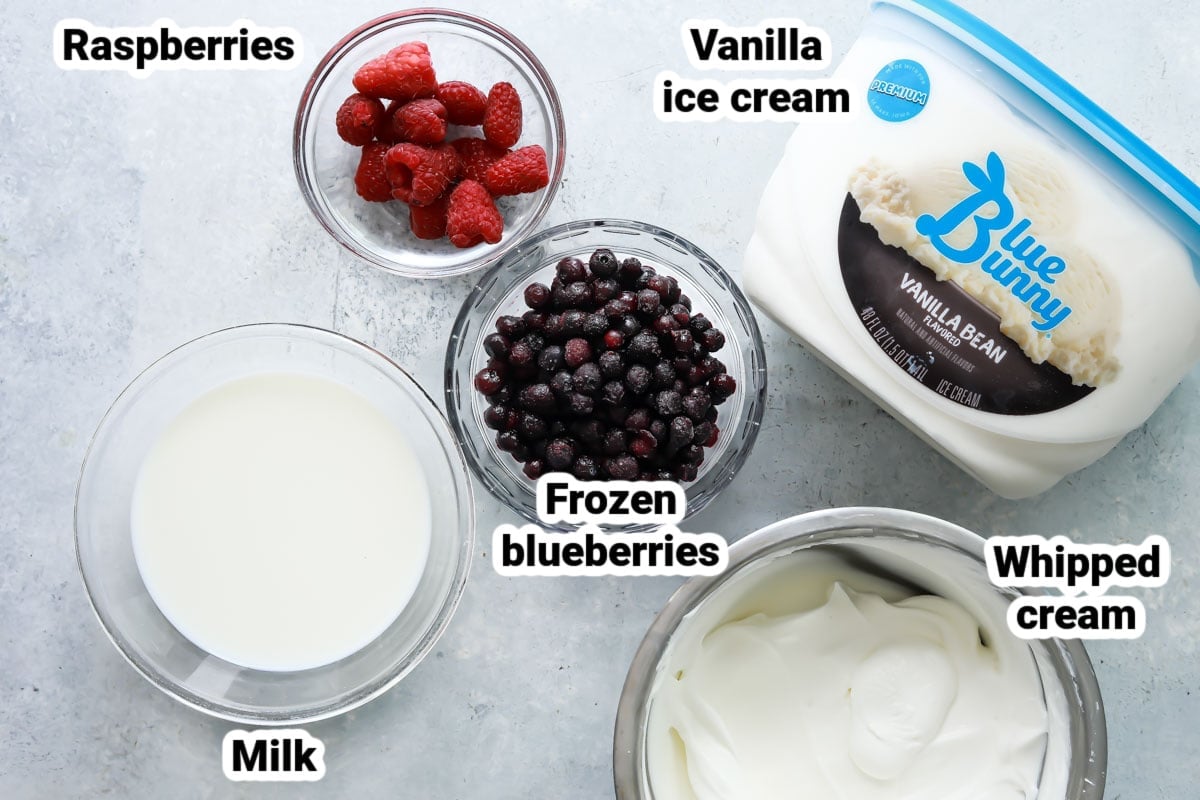 Labeled ingredients for Grimace Shakes.