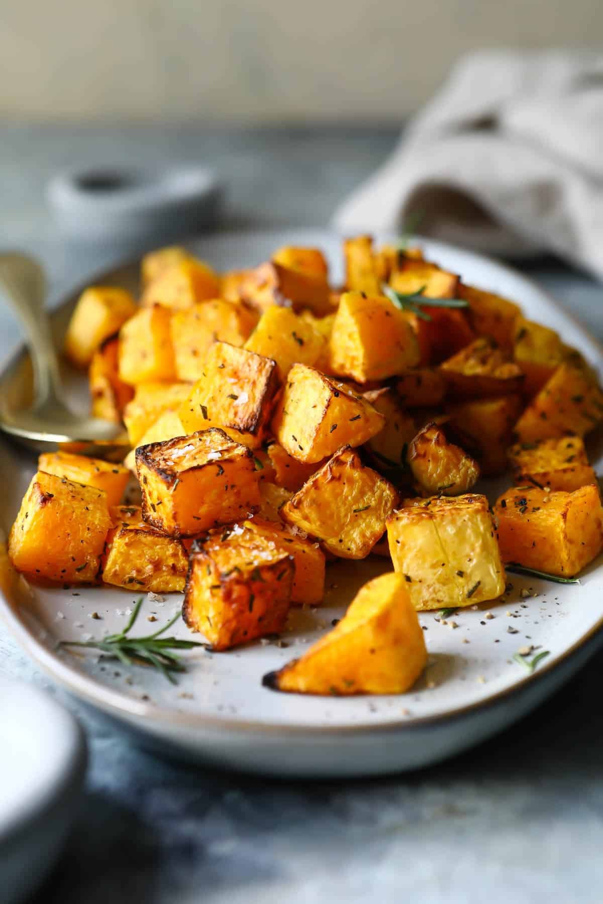 A platter of air fryer butternut squash.