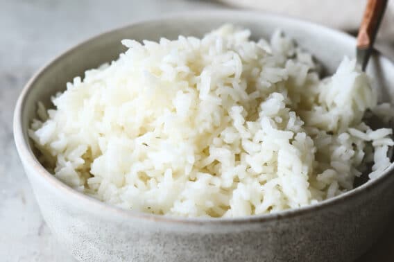 Baked rice in a bowl.