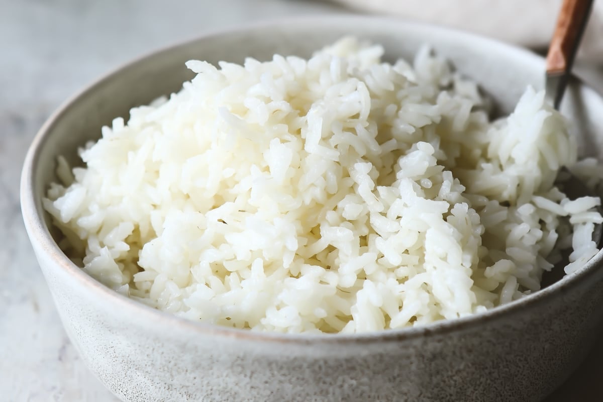 Baked rice in a bowl.