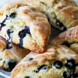 A plate of blueberry scones.