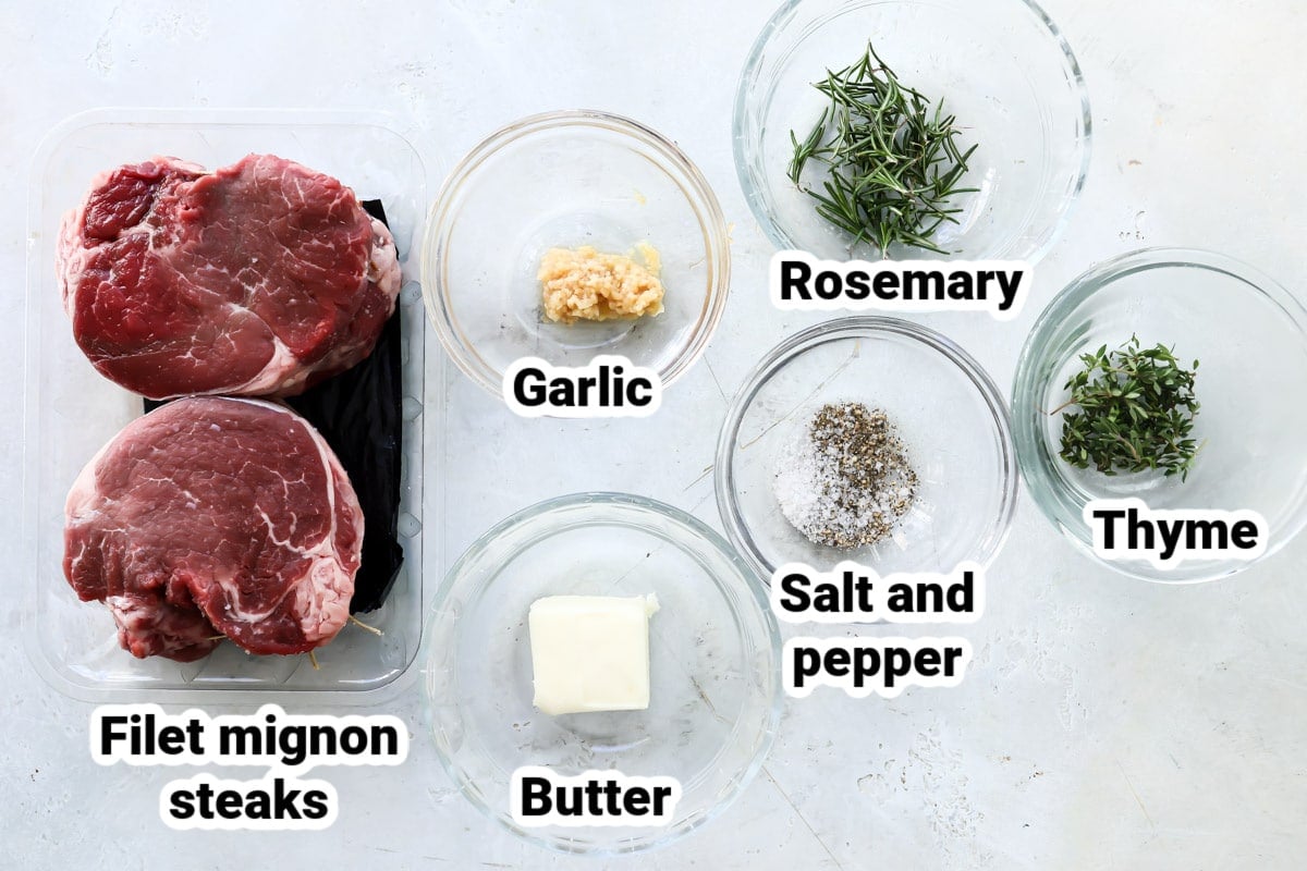 Labeled ingredients for filet mignon.