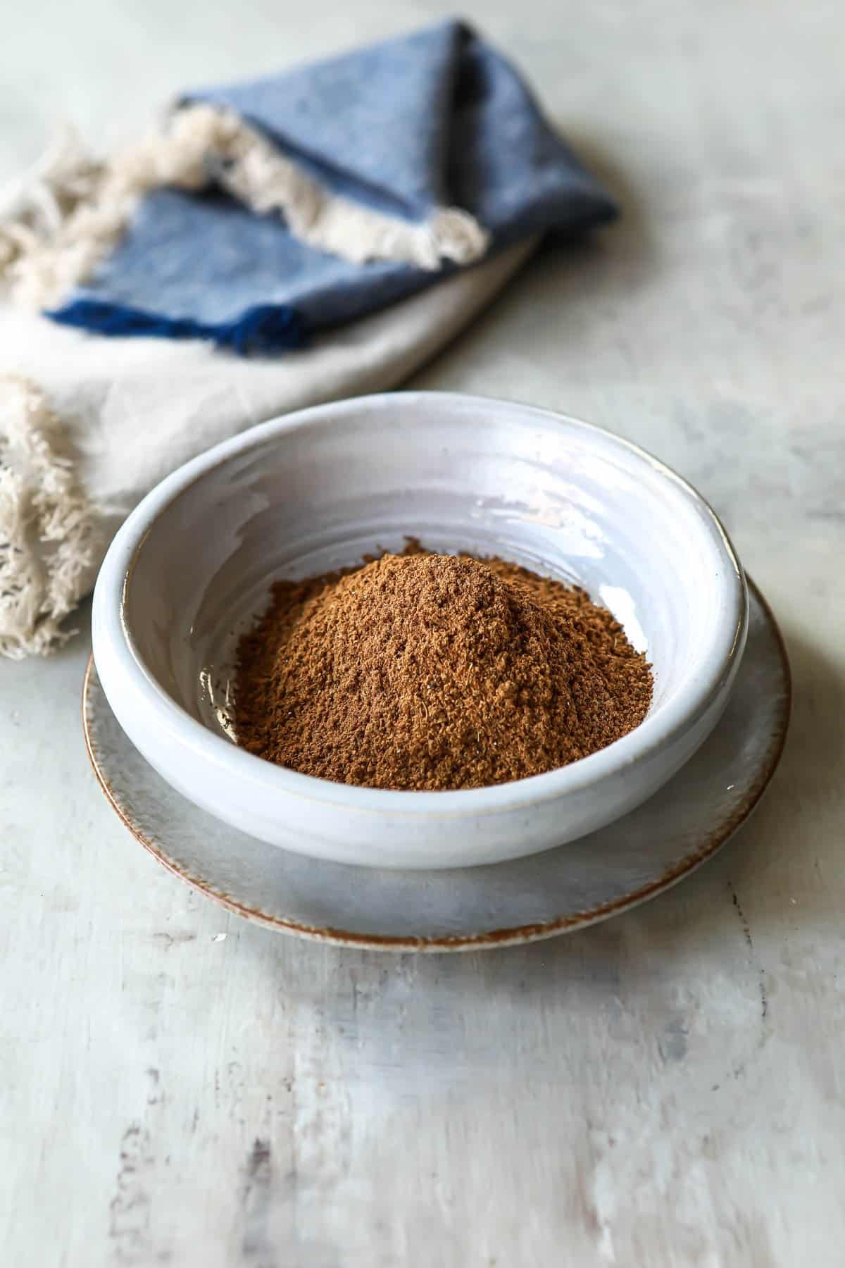 Garam Masala in a white bowl.