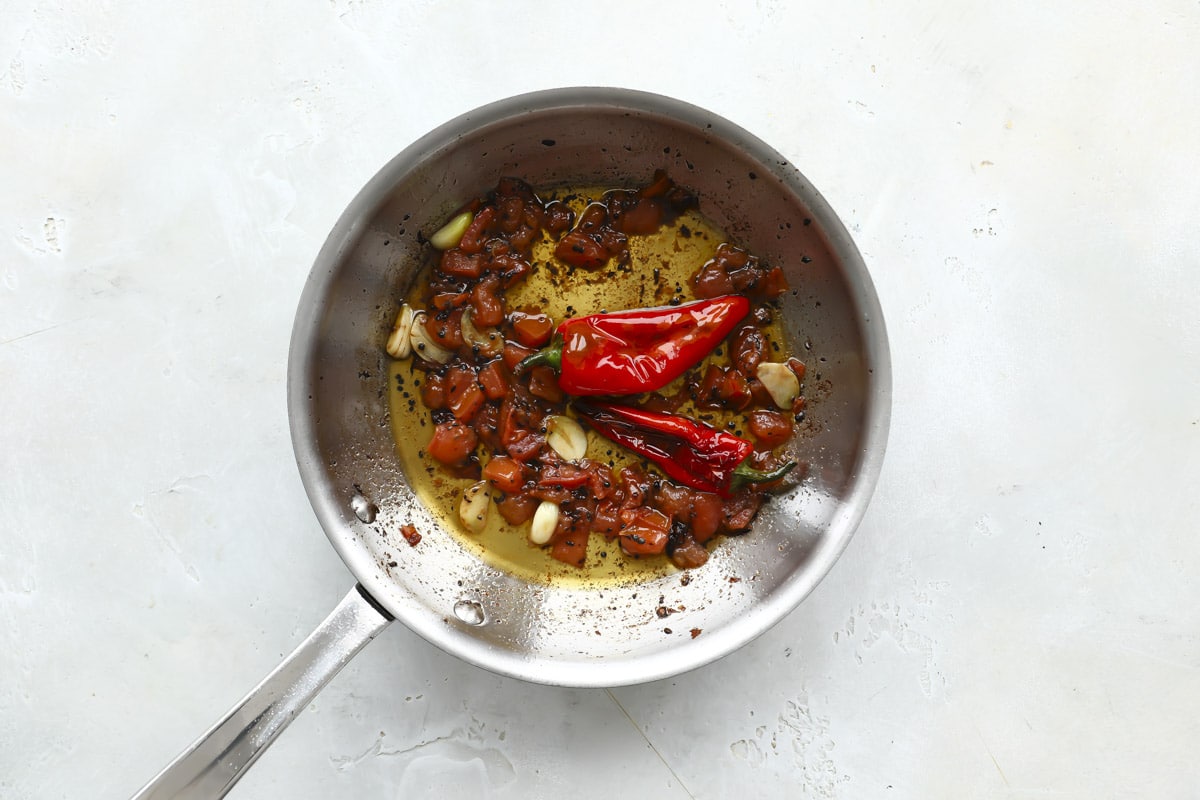 Making tadka for chana dal.