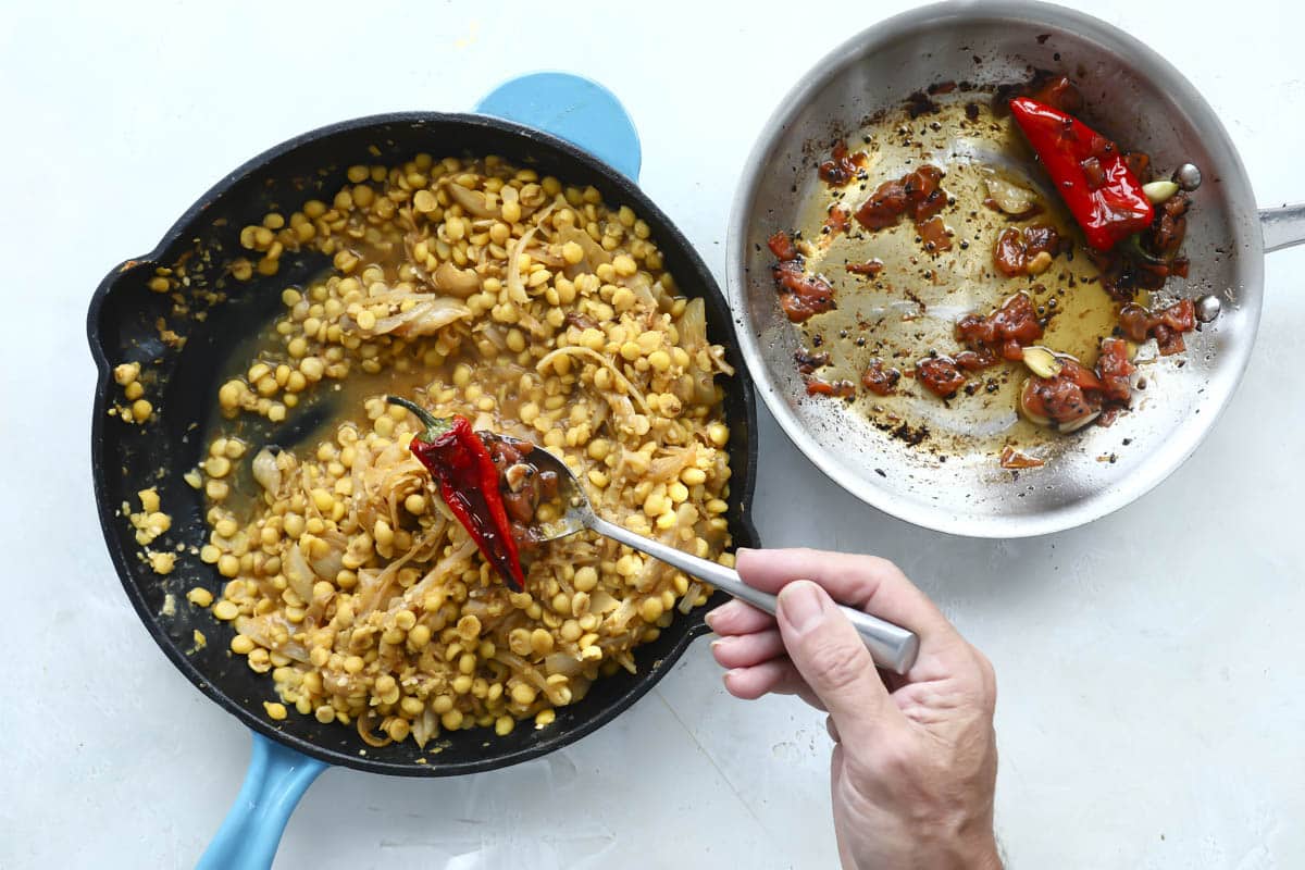 Making tadka for chana dal.