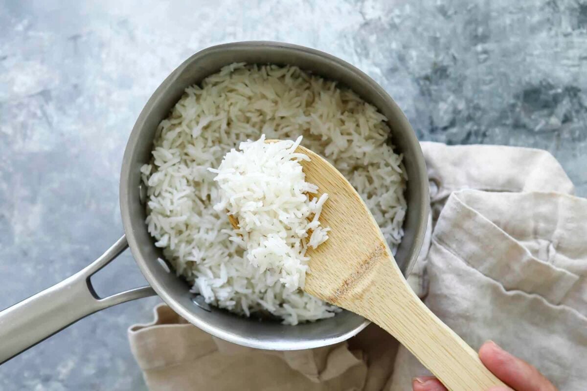 A pot of fluffy, tender basmati rice.
