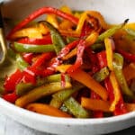 A bowl of air fryer bell peppers.
