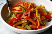 A bowl of air fryer bell peppers.