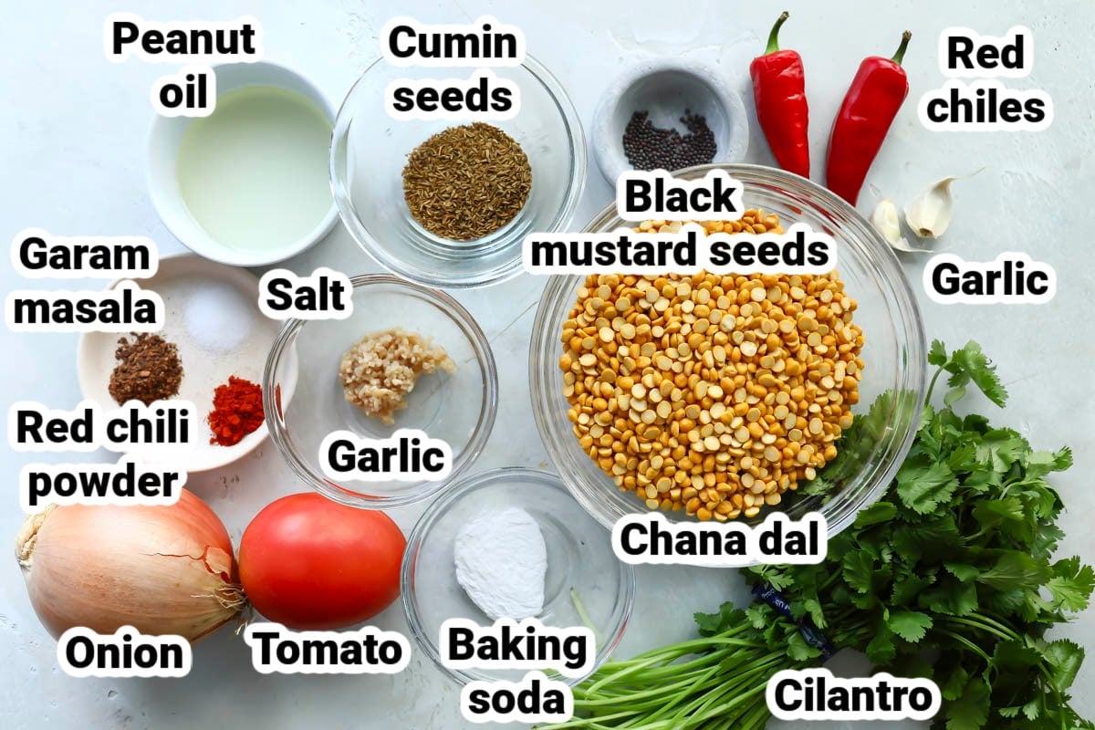 Labeled ingredients for chana dal.