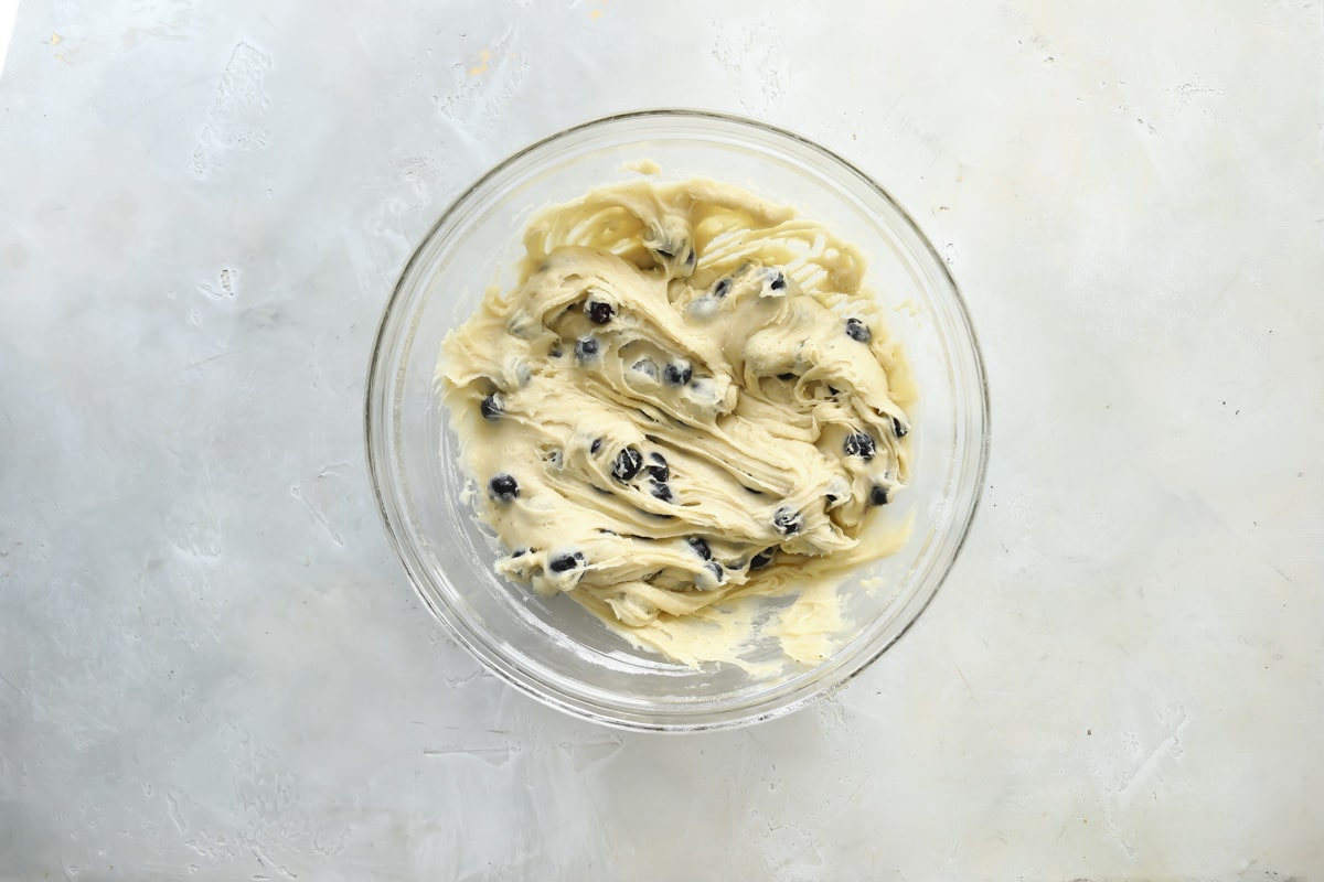Gluten-free blueberry muffin batter.