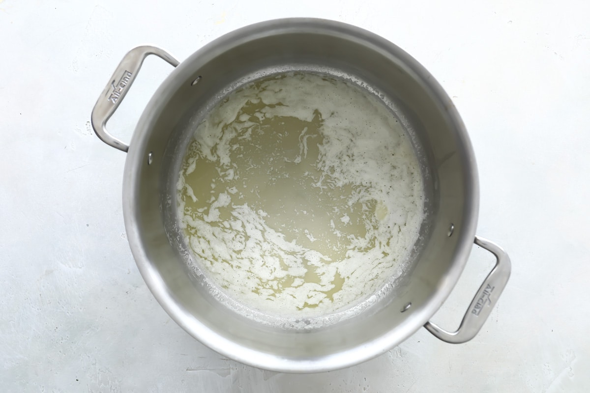 Butter melting in a pan.