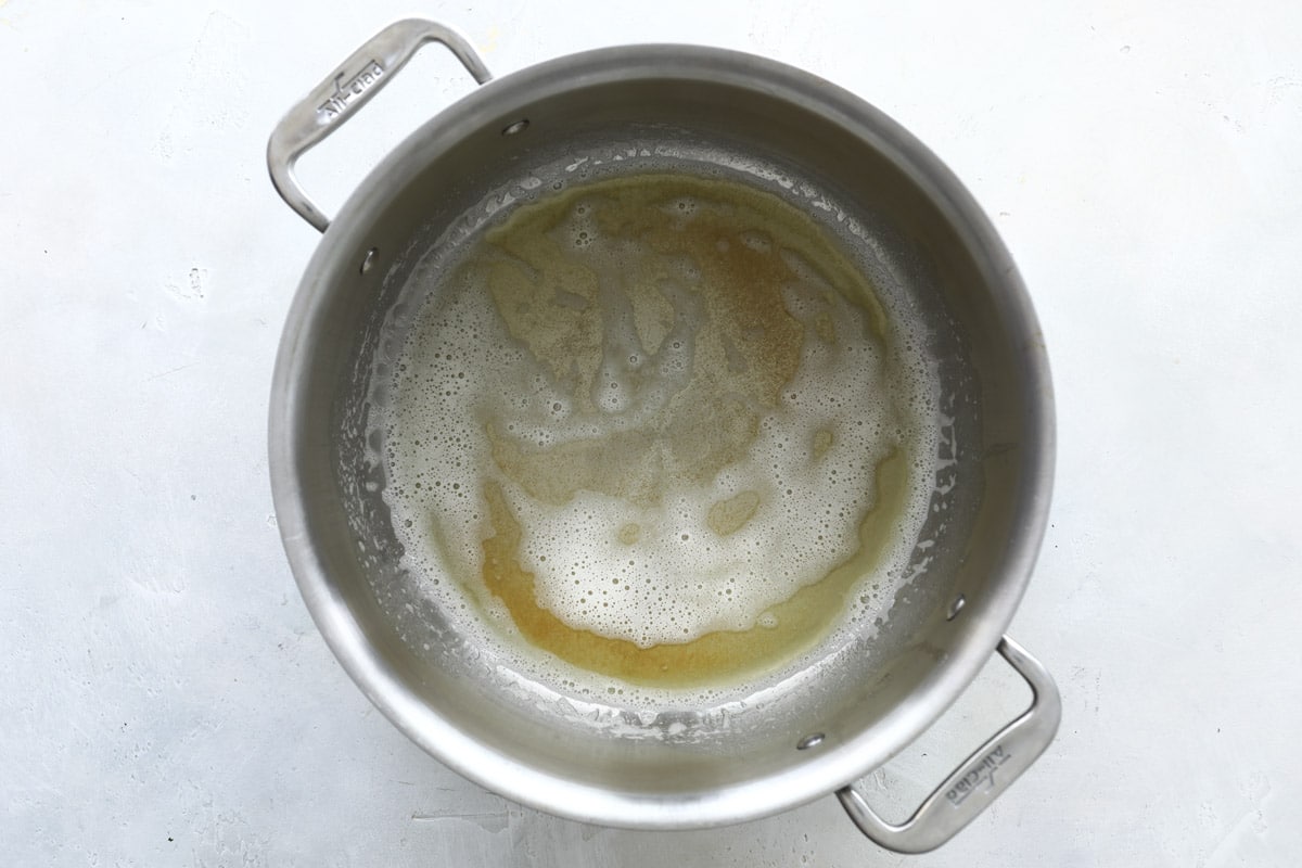 Browning butter in a pan.