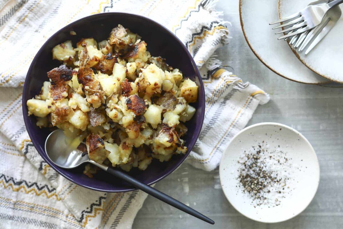 A bowl of home fries.