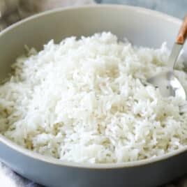 A bowl of fluffy, tender basmati rice.