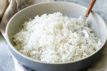 A bowl of fluffy, tender basmati rice.