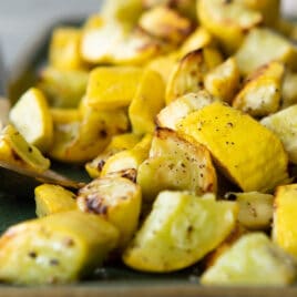A platter full of air fryer squash.