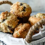 Gluten-free muffins in a basket.