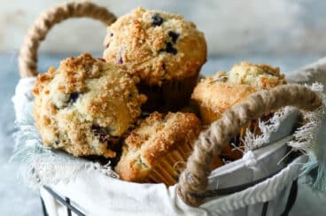 Gluten-free muffins in a basket.