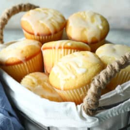 A basket of lemon muffins.