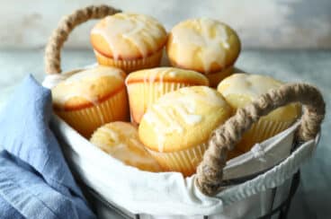 A basket of lemon muffins.