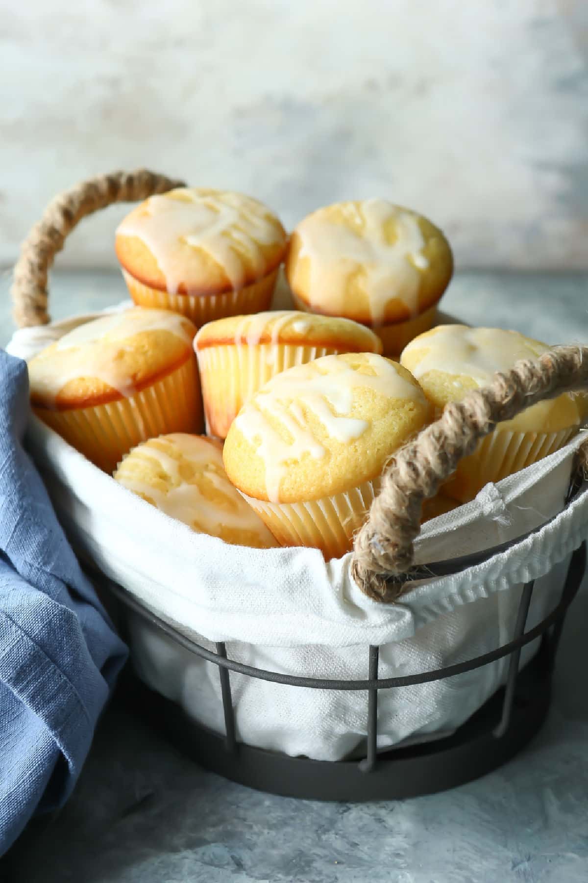 A basket of lemon muffins.