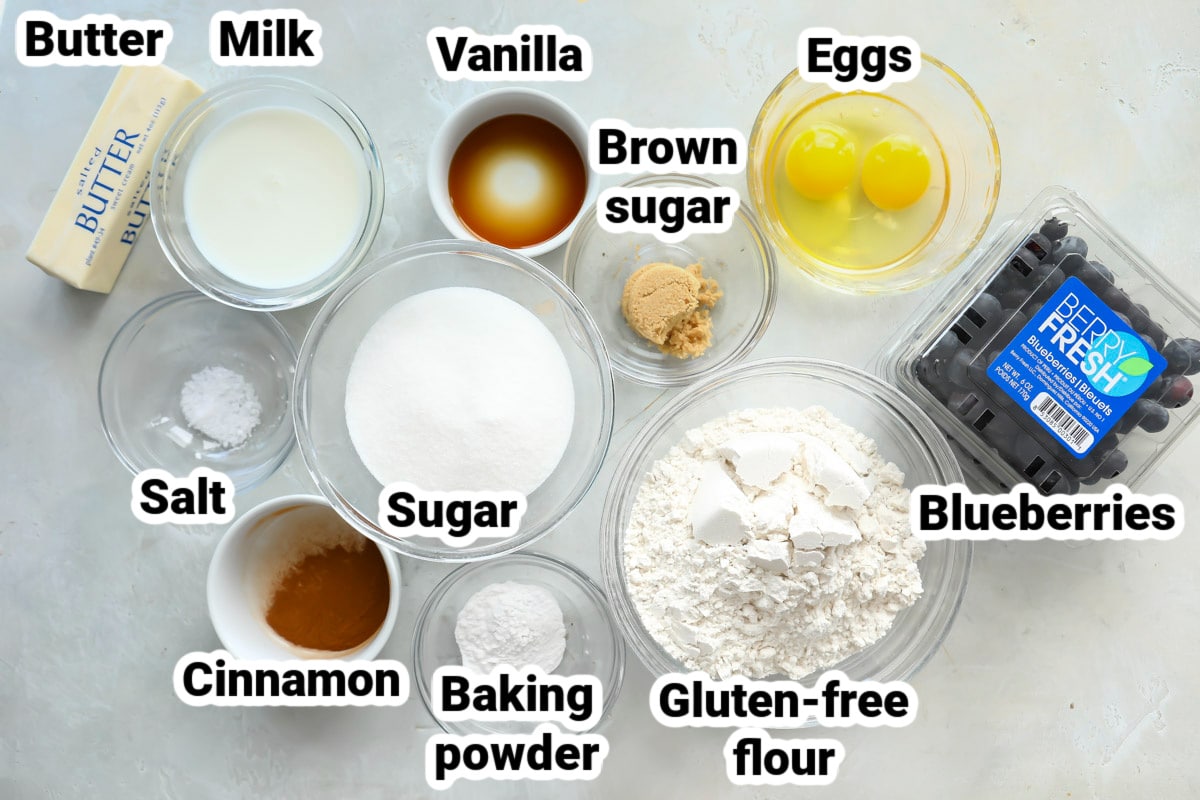 Labeled ingredients for gluten-free muffins.