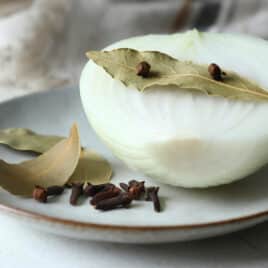 An onion pique on a plate.