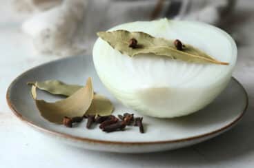 An onion pique on a plate.