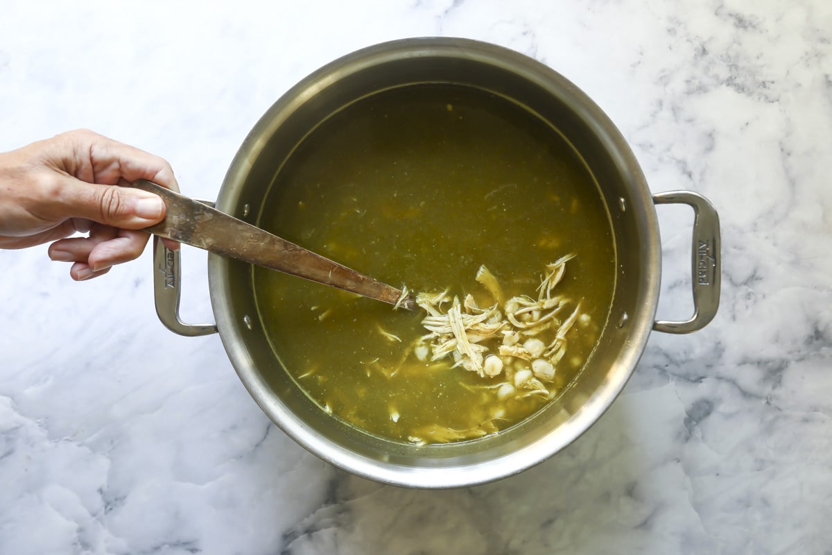 A pot of pozole verde.