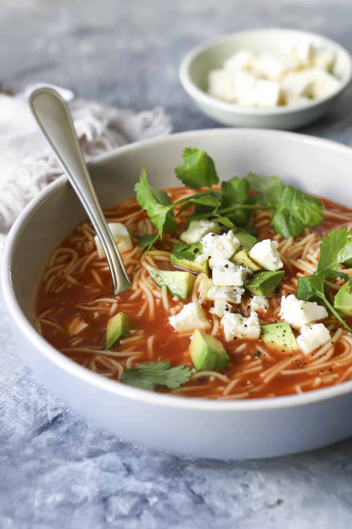 A bowl of Sopa de Fideo.