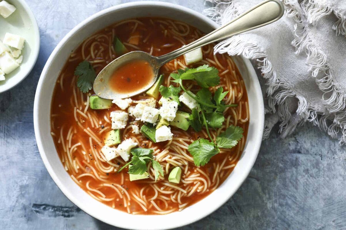 A bowl of Sopa de Fideo.