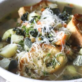 A bowl of ribollita (Italian bread soup).
