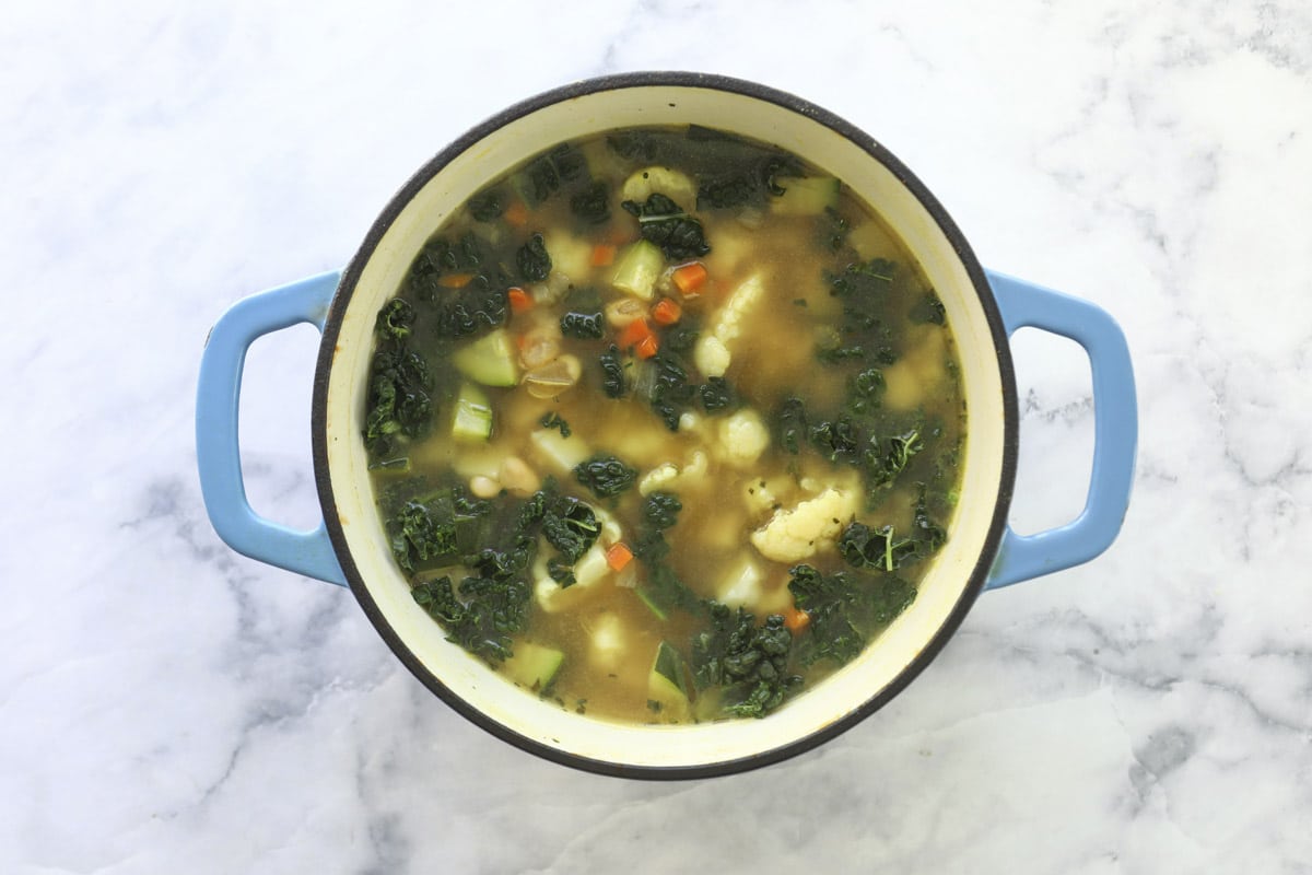A pot of ribollita (Italian bread soup).
