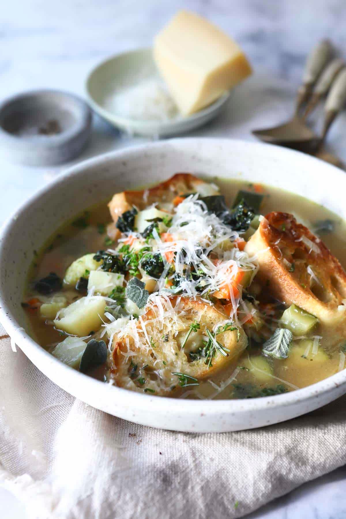 A bowl of ribollita (Italian bread soup).